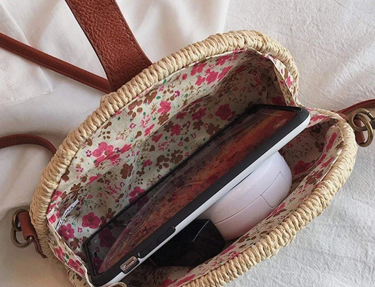 Casual Mini Oval Straw Crossbody Bag Fashion Hut Jewelry