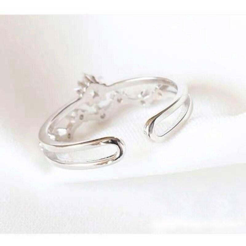 Sterling Silver Star Ring Adjustable Layered Ring | Fashion Hut Jewelry