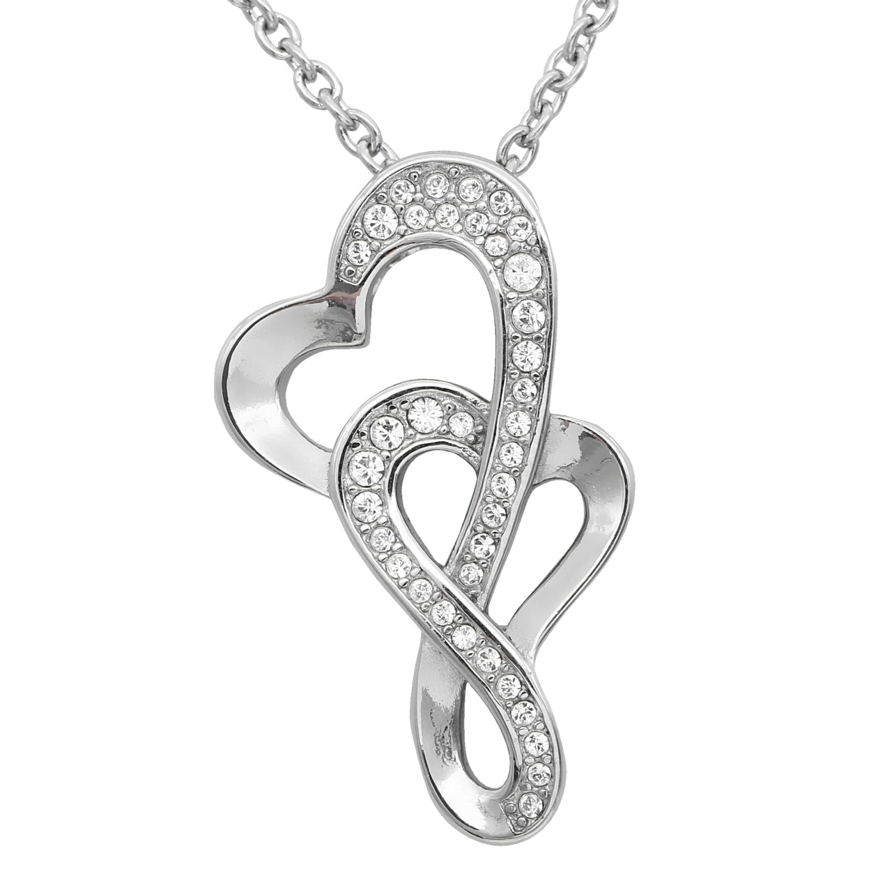 Eternal Love Heart Necklace Silver Infinity Crystal Pendant