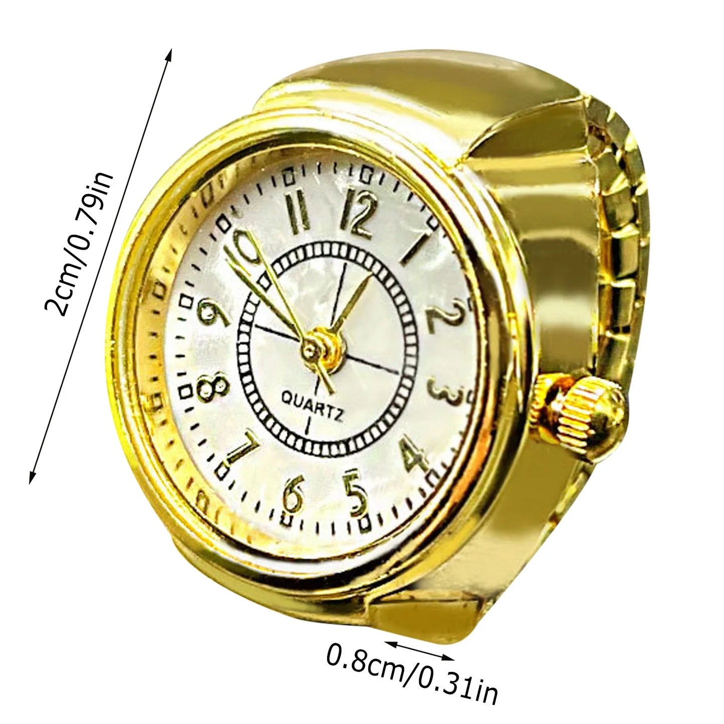 Gold Stainless Steel Quartz Ring Watch