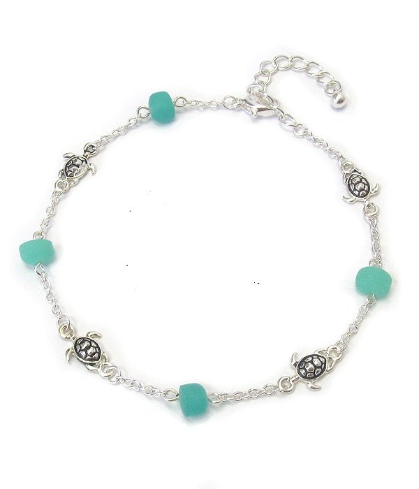 Turtle Seaglass Beach Anklet Fashion Hut Jewelry