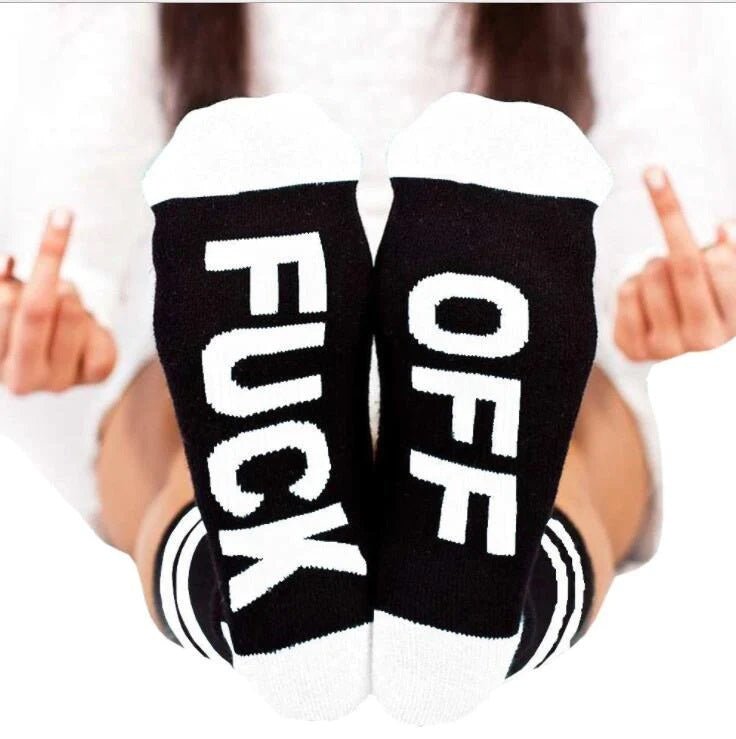 F** Off Knitted Letter Cute Funny Socks Fashion Hut Jewelry