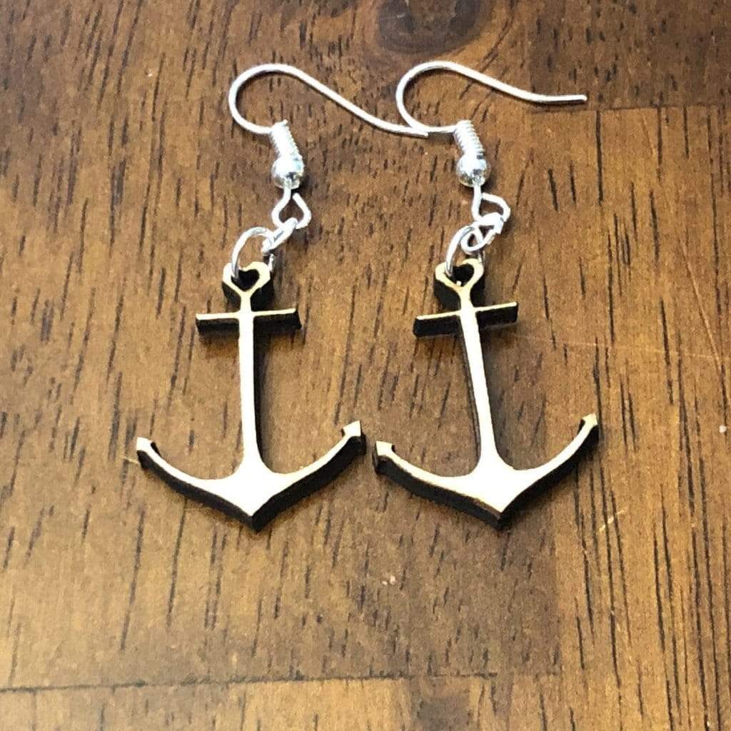 Heart Anchor Wooden Dangle Earrings | Nautical Love Jewelry