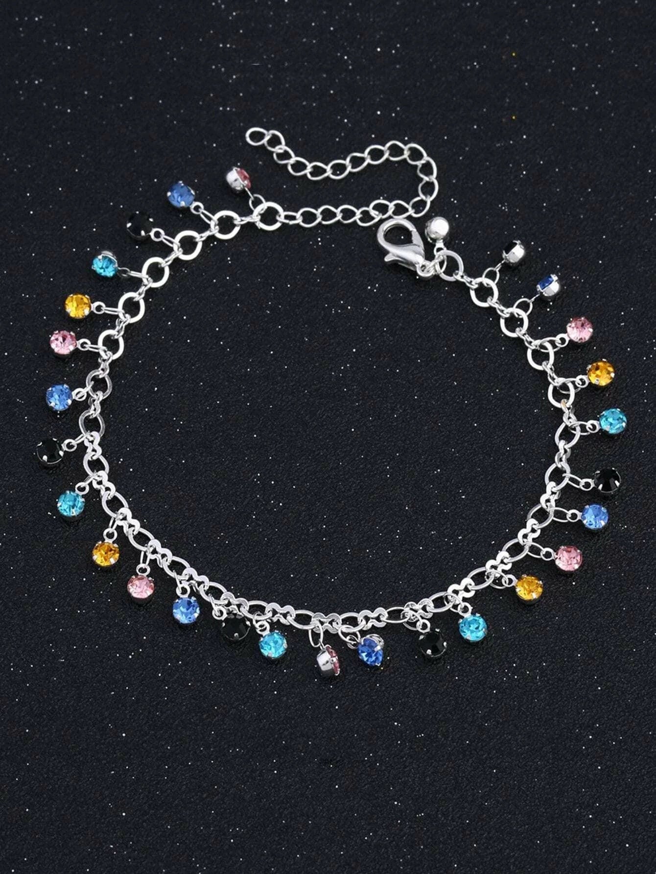 Mixed Rhinestone Charm Chain Anklet Ankle Bracelet Fashion Hut Jewelry
