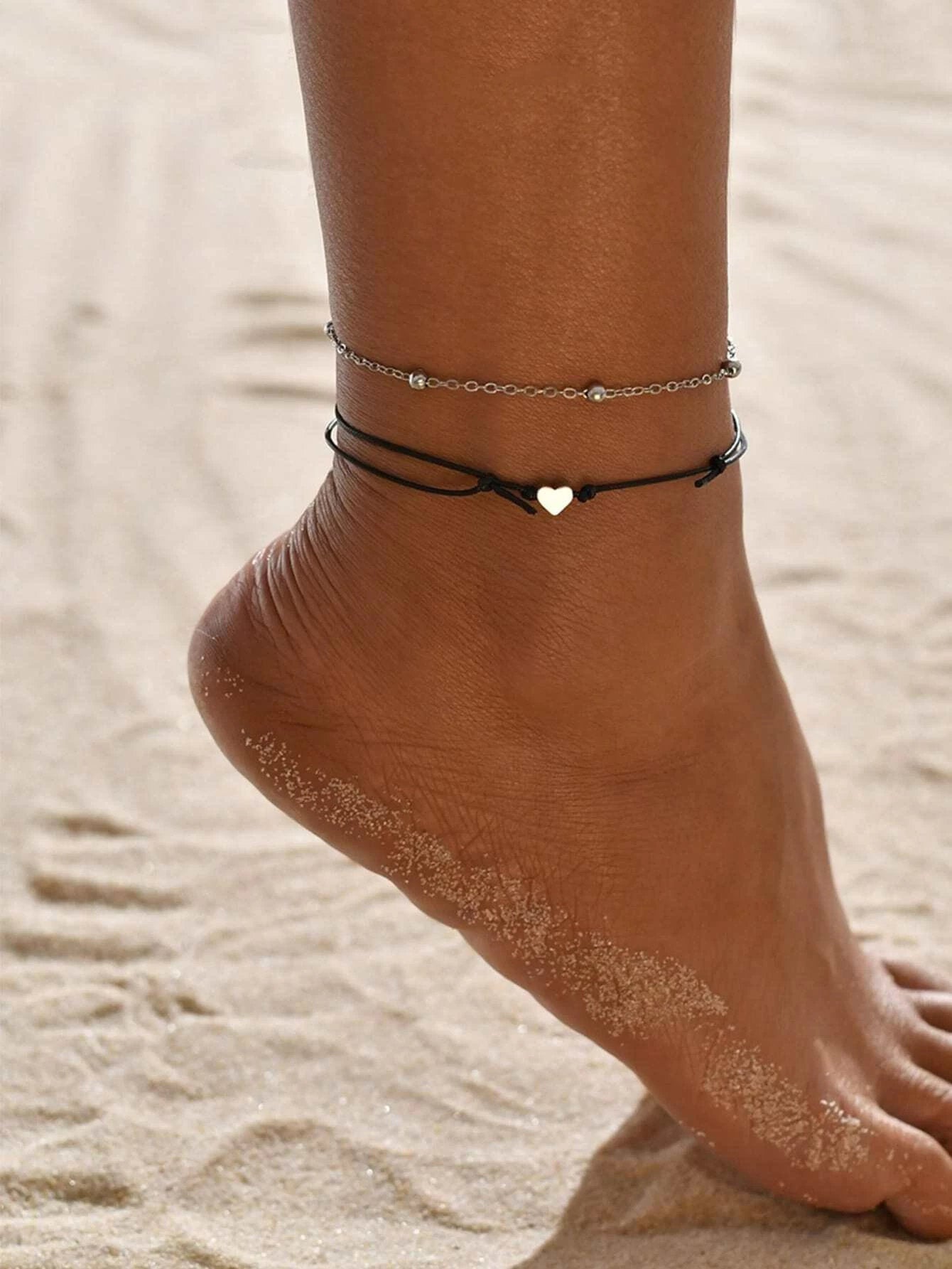 Boho Multi Layer Heart Anklet Ankle Bracelet Fashion Hut Jewelry