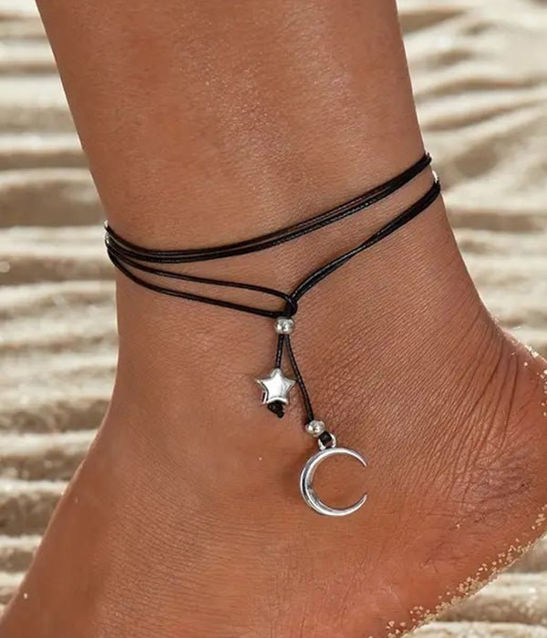 Vintage Star and Moon Adjustable Anklet Fashion Hut Jewelry