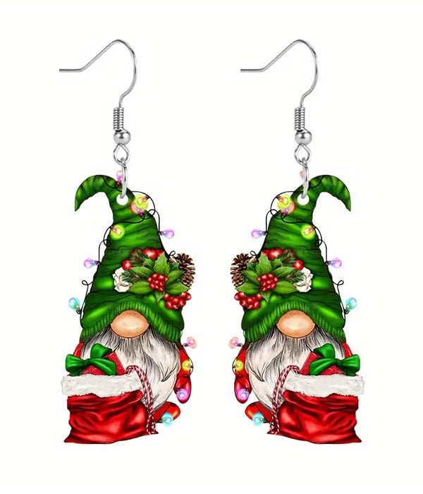 Christmas Gnome Earrings - Xmas Sack Fashion Hut Jewelry
