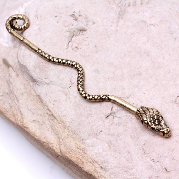 Antique Gold Plated Snake Industrial Barbell Fashion Hut Jewelry