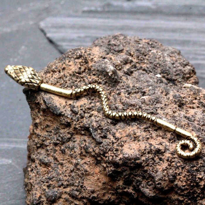 Antique Gold Plated Snake Industrial Barbell Fashion Hut Jewelry