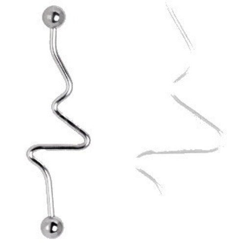 316L Surgical Steel Wave Industrial Barbell | Fashion Hut Jewelry