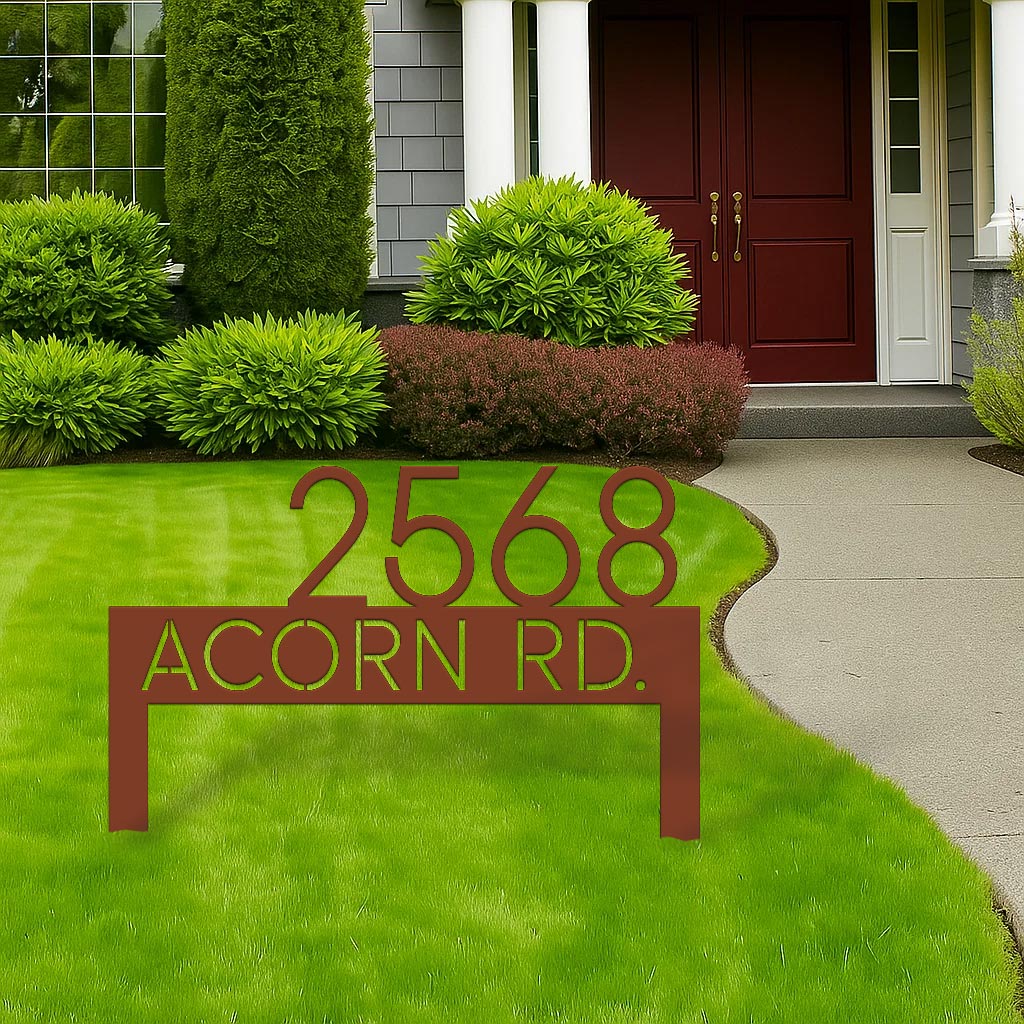 Modern Metal Address Yard Sign