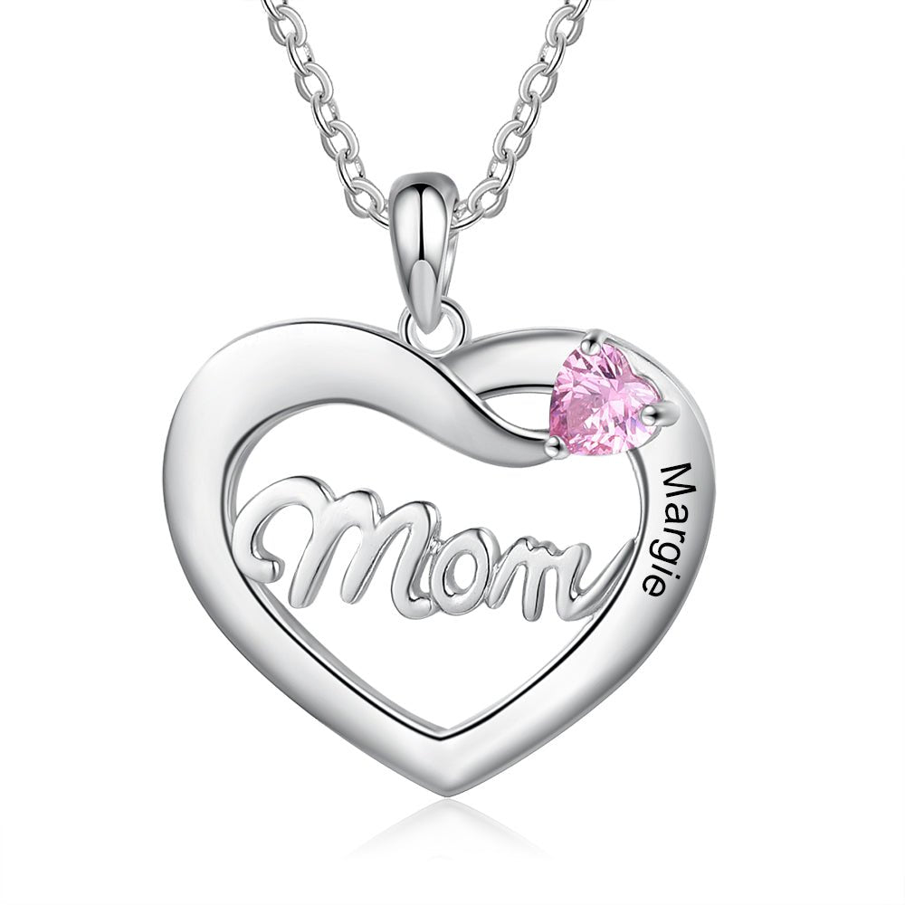 Custom Name Heart With Mom Necklace Fashion Hut Jewelry