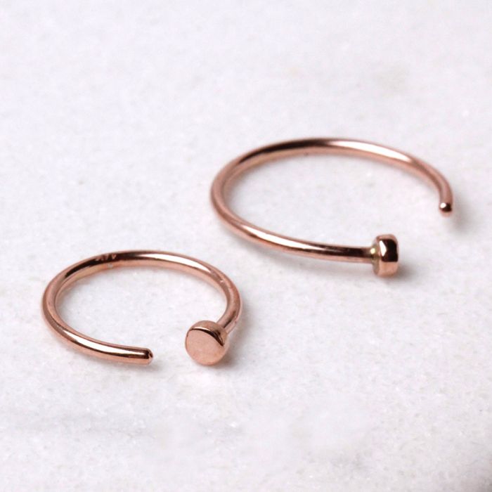 14Kt Rose Gold Nose Hoop Ring - Fashion Hut Jewelry