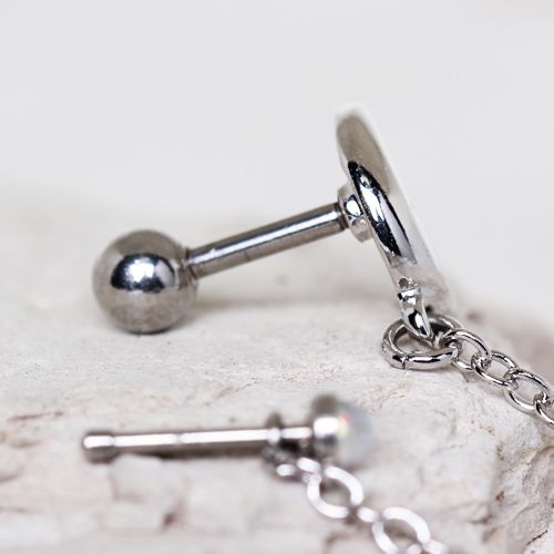 316L Stainless Steel Moon Chain Nose + Cartilage Earring