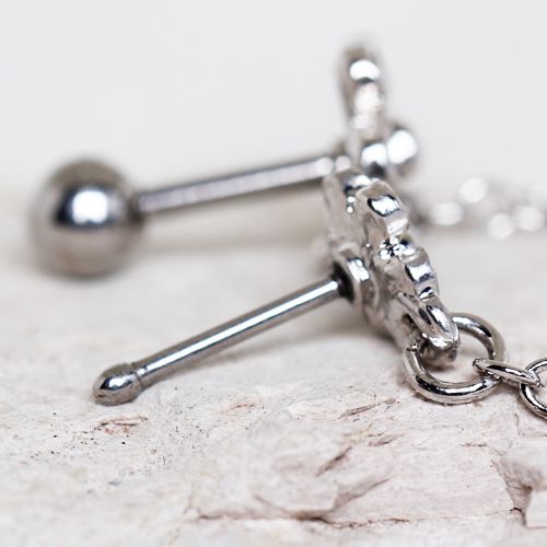 316L Stainless Steel Flower Chain Nose + Cartilage Earring