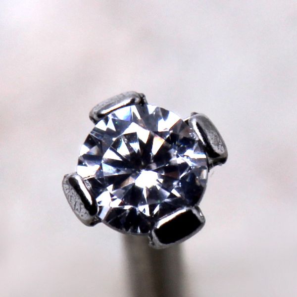 316L Stainless Steel Prong Set CZ L Bend Nose Ring