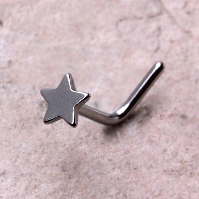 316L Stainless Steel Star L Bend Nose Ring Fashion Hut Jewelry