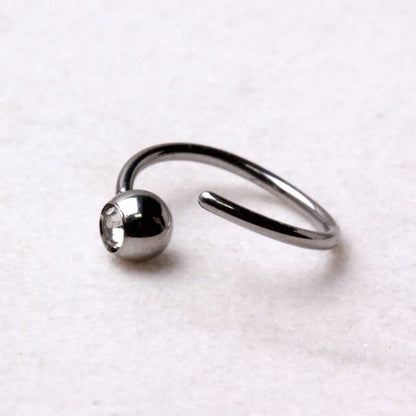 316L Surgical Steel Annealed Press Fit CZ Ball Nose Hoop