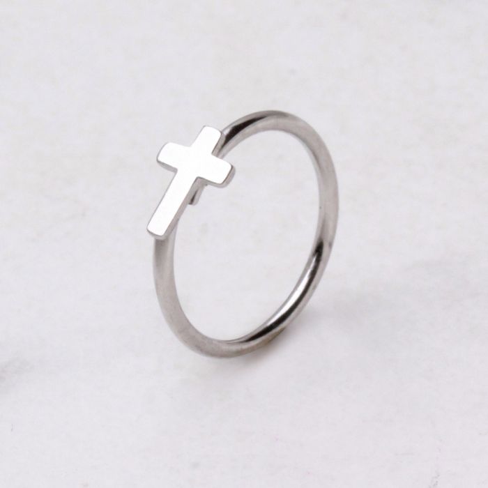 316L Surgical Steel Annealed Cross Nose Hoop Fashion Hut Jewelry