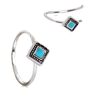 316L Stainless Steel Rhombus Cut Turquoise Cartilage Earring - Fashion Hut Jewelry