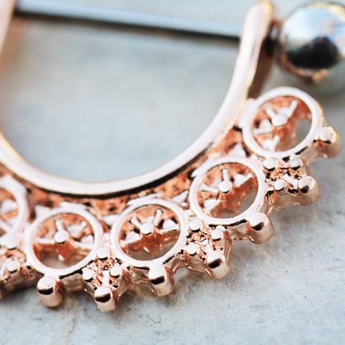 Rose Gold Filigree Fan Design Nipple Ring
