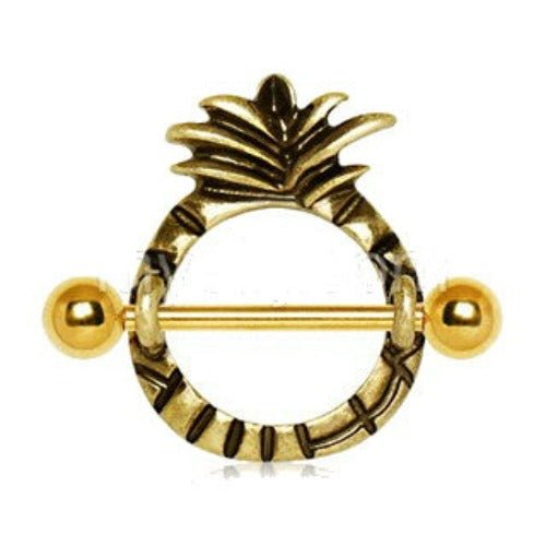 Gold Plated Pineapple Nipple Shield | Fashion Hut Jewelry