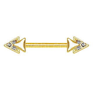 Gold Jeweled Double Triangle Nipple Bar | Fashion Hut Jewelry