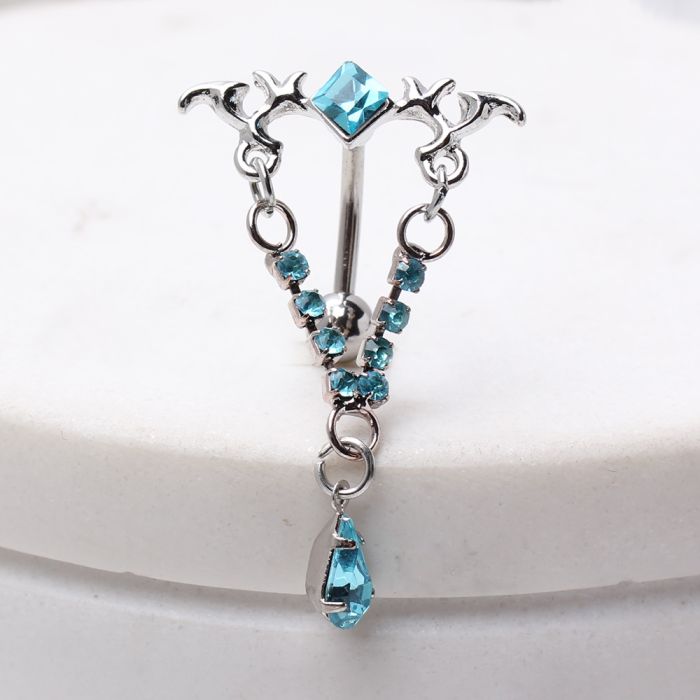 316L Surgical Steel Gemmed Tribal Chandelier Top Down Navel Ring - Fashion Hut Jewelry