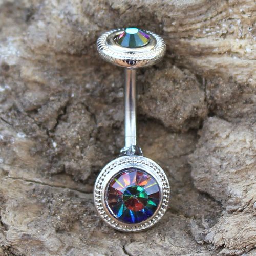 316L Stainless Steel Vitrail Medium Discs Navel Ring Fashion Hut Jewelry