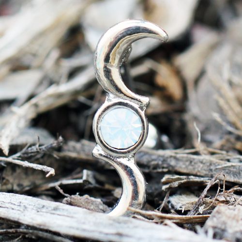 316L Stainless Steel Crescent and Full Moon Top Down Navel Ring