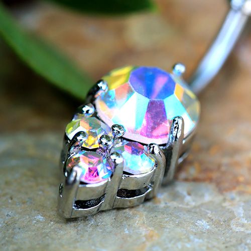 316L Stainless Steel Enchanted Aurora Borealis Navel Rings Fashion Hut Jewelry
