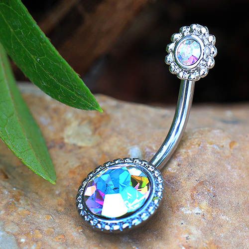 316L Stainless Steel Fancy Aurora Borealis Navel Ring Fashion Hut Jewelry