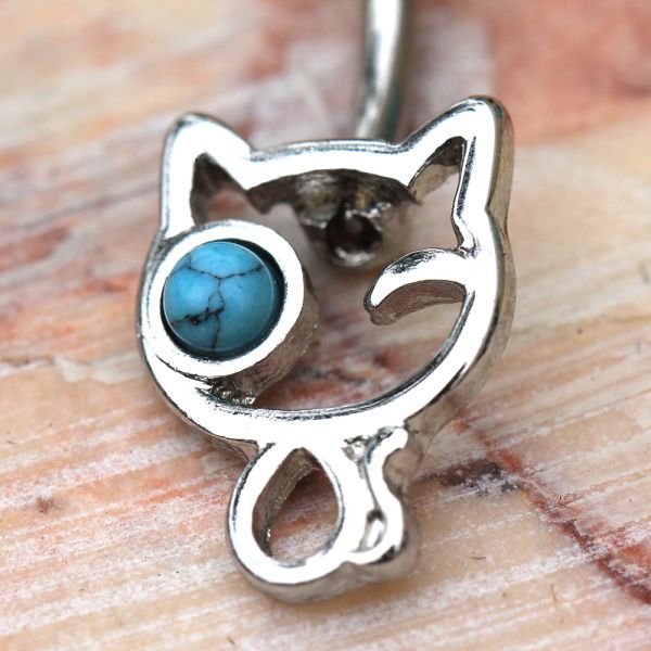 316L Stainless Steel Turquoise Kitty Navel Ring