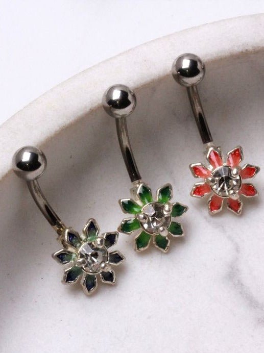 316L Stainless Steel Flower Navel Ring Fashion Hut Jewelry