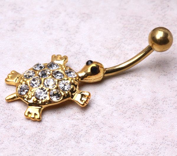 Sea Turtle Gemmed Navel Ring