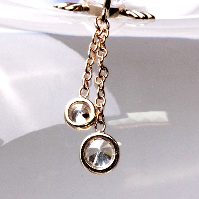 14Kt Yellow Gold Navel Ring with Winged Heart Gem Fashion Hut Jewelry