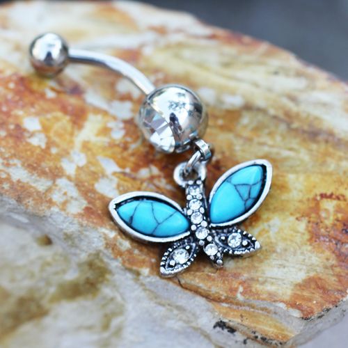 Butterfly Dangle Navel Ring Fashion Hut Jewelry