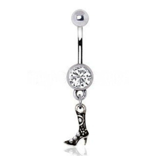 High Heel Cowgirl Boot Dangle Navel Rings - Fashion Hut Jewelry