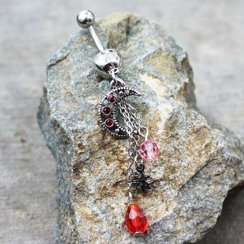 Sun & Moon Dangle Navel Ring Fashion Hut Jewelry