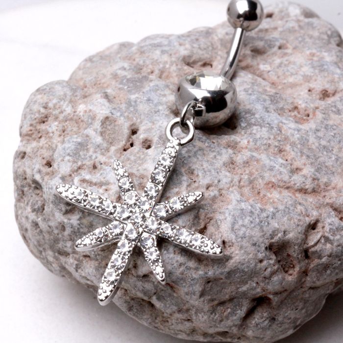 316L Stainless Steel Glittering North Star Dangle Navel Ring Fashion Hut Jewelry