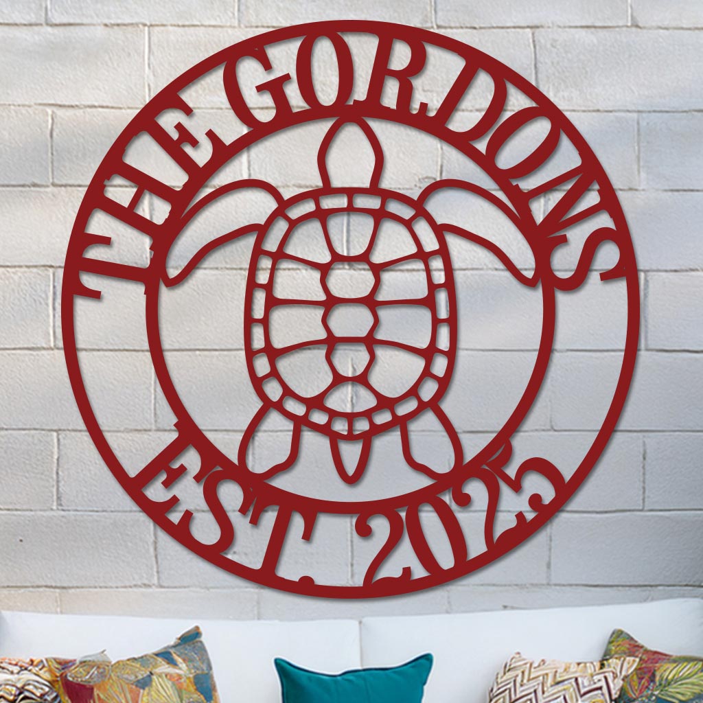 Sea Turtle Family Name Sign