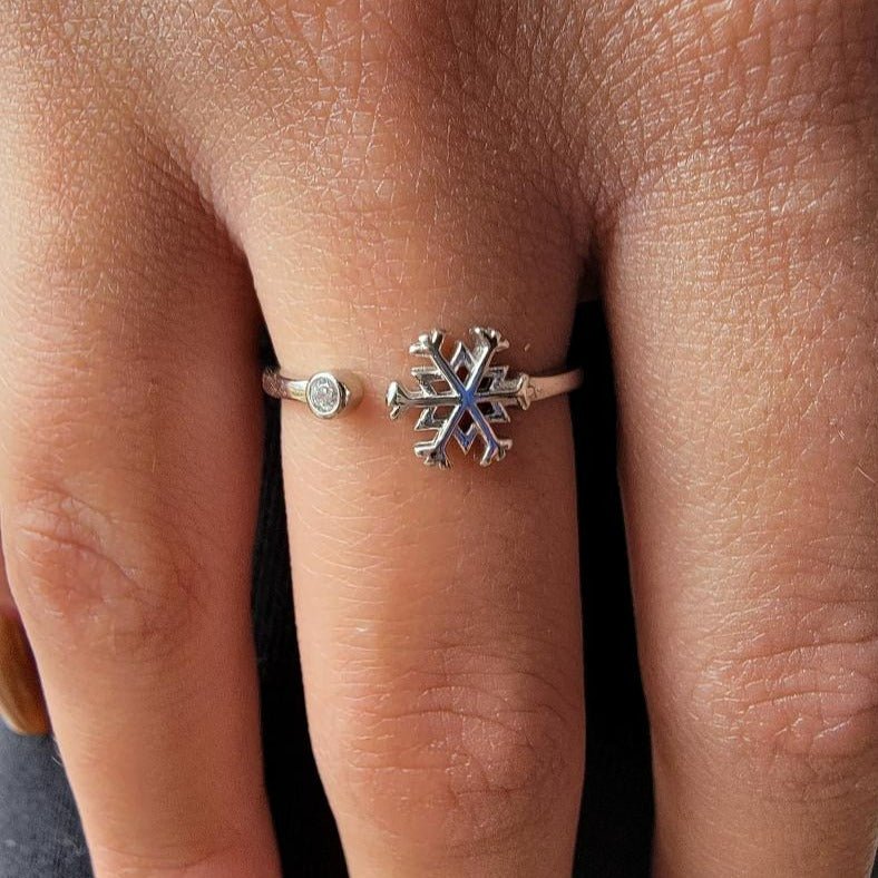 .925 Sterling Silver Snowflake Ring Fashion Hut Jewelry