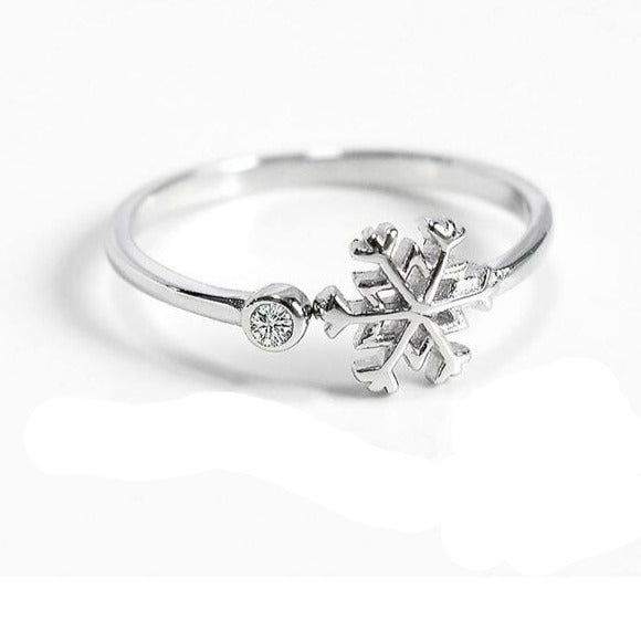 .925 Sterling Silver Snowflake Ring Fashion Hut Jewelry