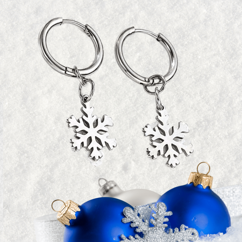 Snowflake Dangle Hoop Earrings Fashion Hut Jewelry