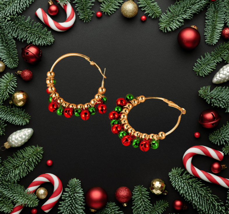 Christmas Jingle Hoop Earrings Fashion Hut Jewelry