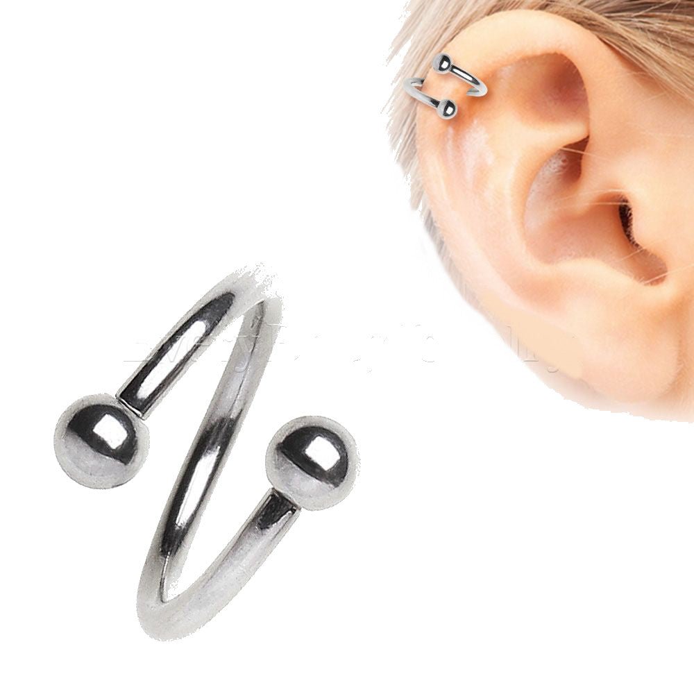 316L Surgical Steel Twist with Balls Fashion Hut Jewelry