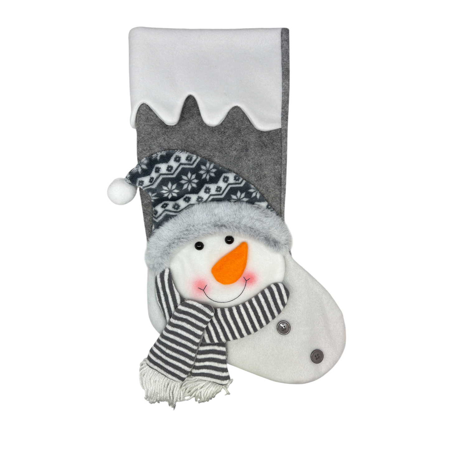 Snowman Christmas Stocking - Gray & White