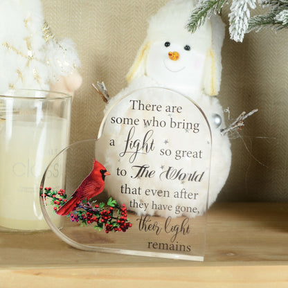 Memorial Heart With Gift Box - Acrylic Cardinal Bird