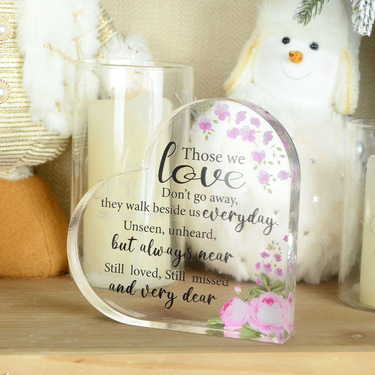 Memorial Heart With Gift Box - Acrylic Floral Design