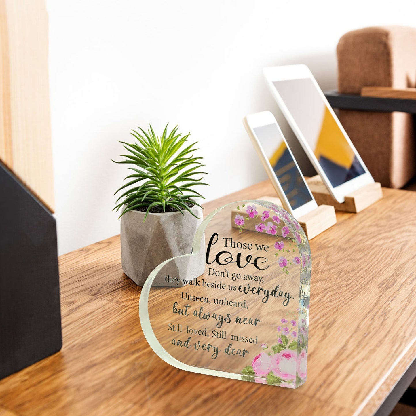 Memorial Heart With Gift Box - Acrylic Floral Design